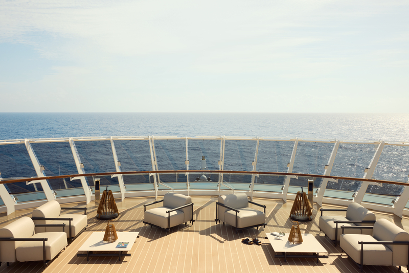 Explora Journeys — the Helios pool deck at sea